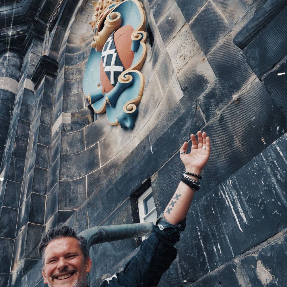 Paul Ensley on Western Tower - a landmark in Amsterdam for many reasons