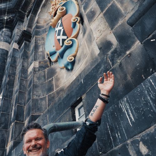 Paul Ensley on Western Tower - a landmark in Amsterdam for many reasons